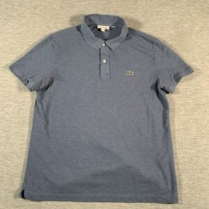 Lacoste Polo Shirt Mens Extra Large Blue Slim Fit Croc Logo Cotton‎ Casual